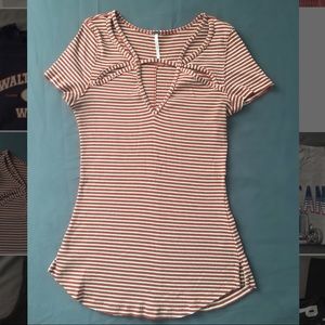 Free people orange and white stripes shirt
